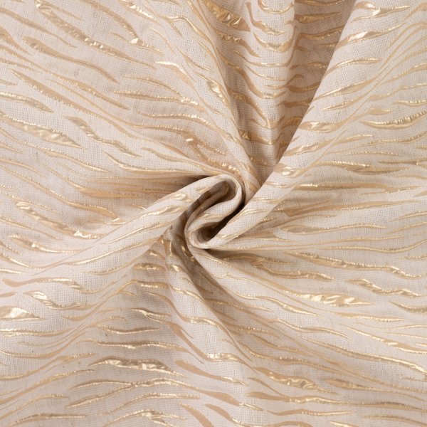 Tissu Coton Lin ZèBre Doré Beige - Mondial Tissus-image