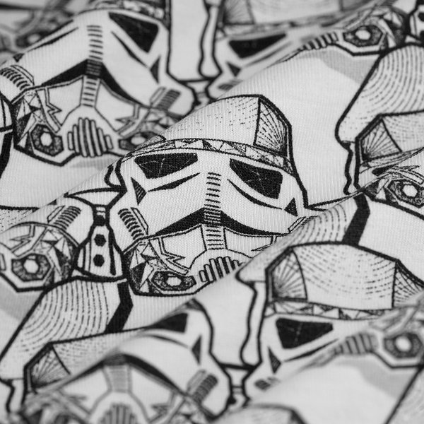 Tissu Jersey Coton Star Wars Noir Blanc - Mondial Tissus-image