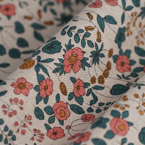 Tissu Coton éPais Beige Fleurs De Printemps - MT - Mondial Tissus-image