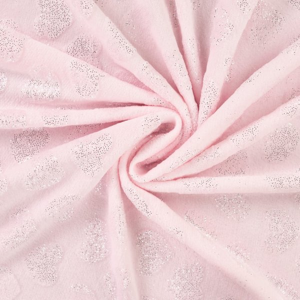 Tissu Douillette CœUr Pailleté Rose - Mondial Tissus-image