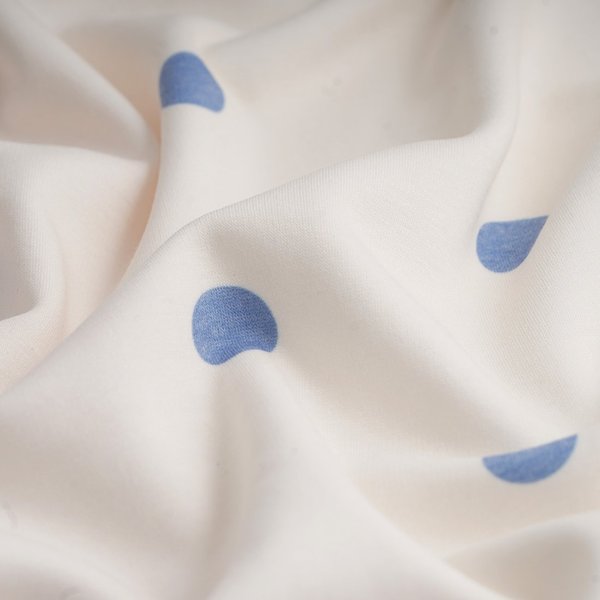 Tissu Molleton Pois IrréGulier éCru Bleu Doux - MT - Mondial Tissus-image