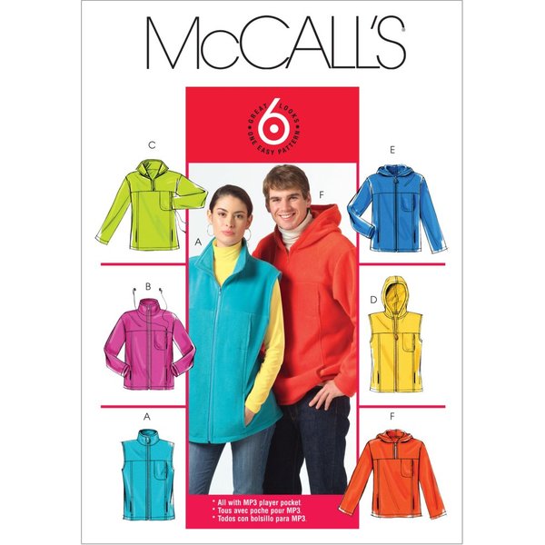 Patron Mccall's 5252XN Vestes Et Gilets à Col Montant Ou à Capuche Pour Femmes/ Hommes Du L Au Xxxl - Mccall's - Mondial Tissus-image
