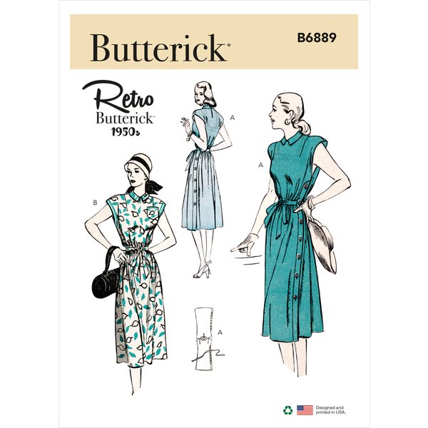 Patron Butterick B6889F5 Robe BoutonnéE Femme 44-52 - Butterick - Mondial Tissus-image