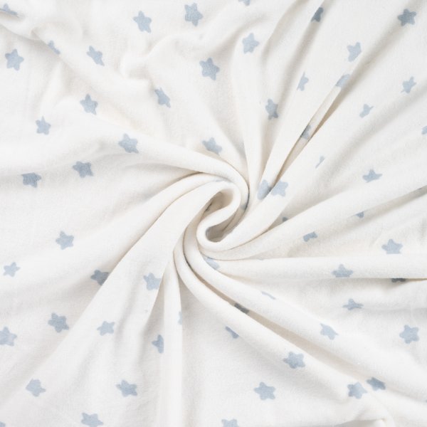 Maille Jersey Endroit Effet éPonge ImpriméE Petite éToile Bleu - Mondial Tissus-image