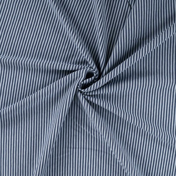 Maille Jersey Coton Fine Rayure 0,5Mm Bicolore Bleu - Mondial Tissus-image