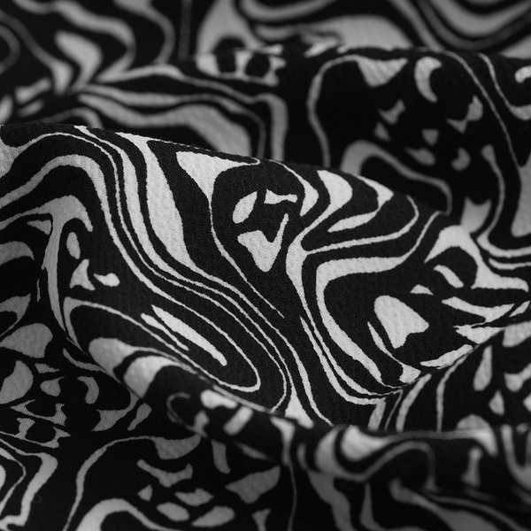 Tissu CrêPe Polyester Vague Marble Noir Blanc - MT - Mondial Tissus-image