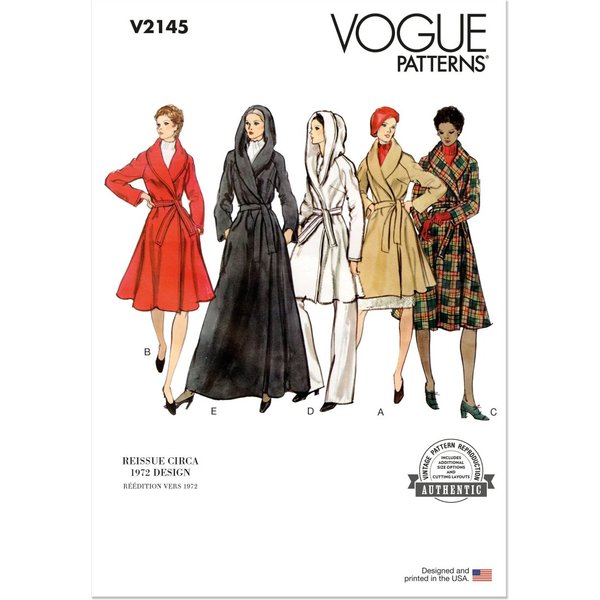 Patron V2145Y5 Manteau Vintage Pour Femme Du 46 Au 54 - Vogue - Vogue - Mondial Tissus-image