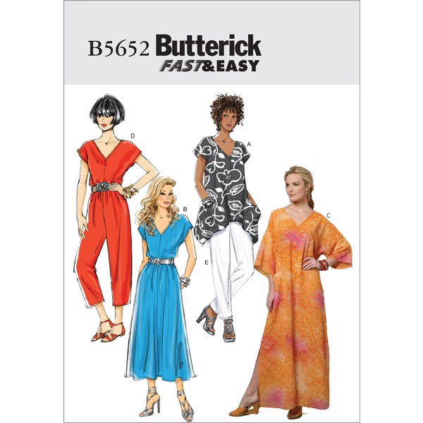 Patron Butterick B5652ZZ Haut,Robe, Caftan Et Combinaison Femme 44-54 - Butterick - Mondial Tissus-image