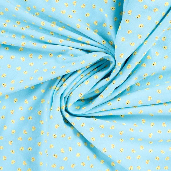 Maille Jersey Coton ImpriméE Petit Canard Jaune Turquoise - Mondial Tissus-image