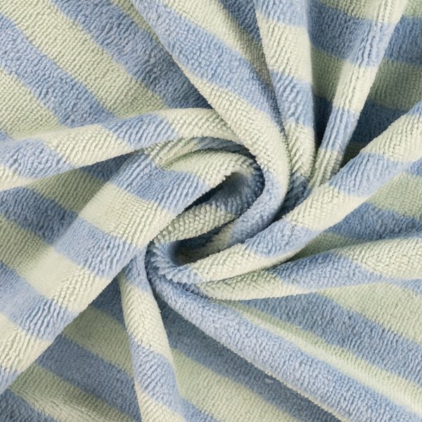 Tissu éPonge Viscose Rayure Tissé Teint Bleu Et Vert - Mondial Tissus-image