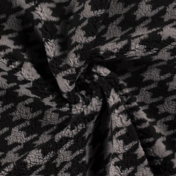 Tissu Lainage Pied De Poule XL Gris Et Noir - Mondial Tissus-image