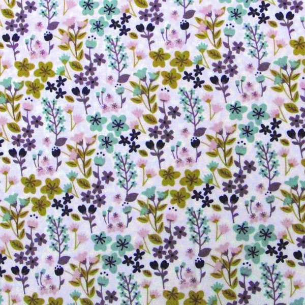 Tissu Coton Herbier Jaune Et Bleu - Domotex - Mondial Tissus-image