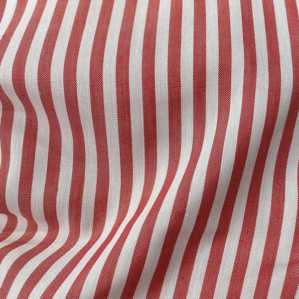 Toile Tissé Teint Polycoton Recyclé Rayures 5Mm Rouge - Mondial Tissus-image