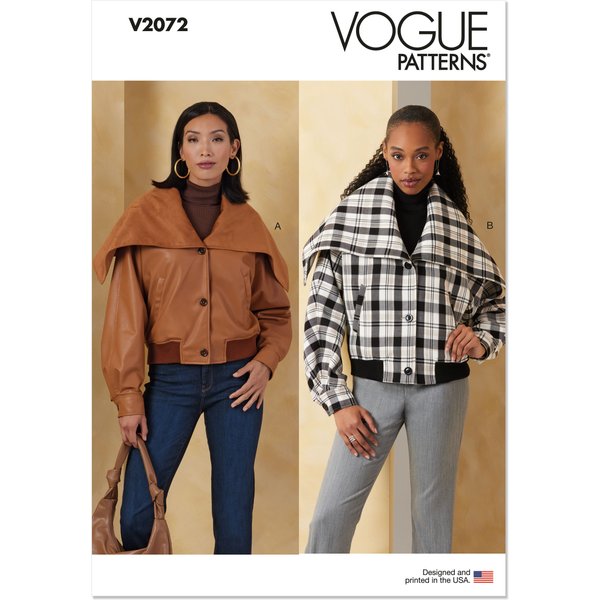 Patron Vogue V2072A Femme Veste Bomber Xs Au Xxl - Vogue - Mondial Tissus-image