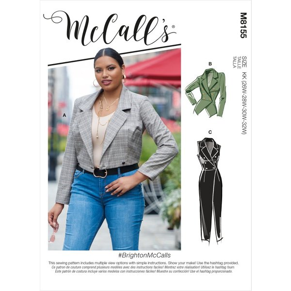 Patron Mccall's 8155KK - Veste CroiséE Avec Col Et Revers Du 54 Au 60 (Fr) - Mccall's - Mondial Tissus-image
