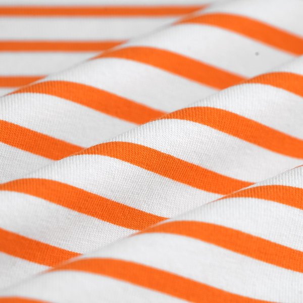 Tissu Jersey Rayé MarinièRe Blanc Orange - Mt - Mondial Tissus-image