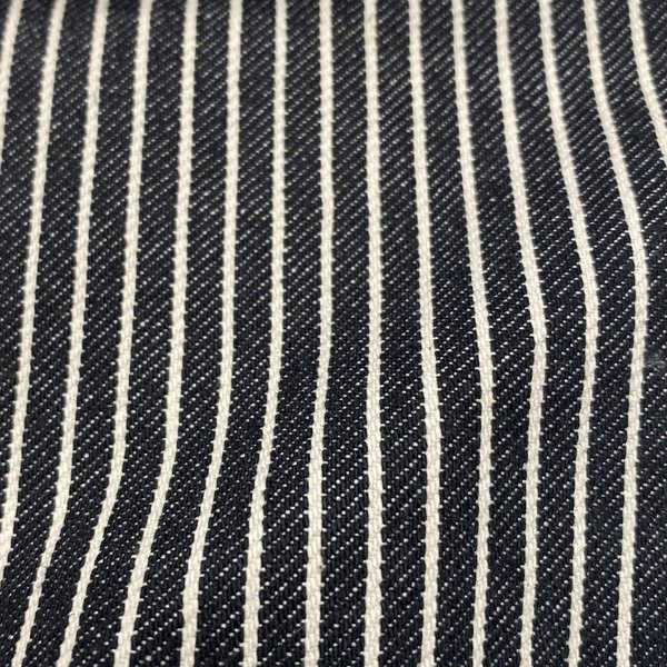 Toile Denim Polycoton Bio RecycléE Rayures Noir - Origine France - Mondial Tissus-image