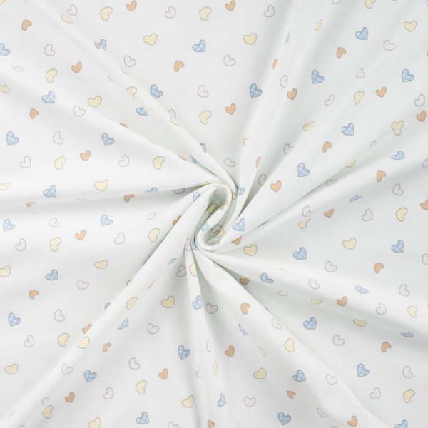 Maille Jersey Coton ImpriméE Multi CœUrs Pastel Multico - Mondial Tissus-image