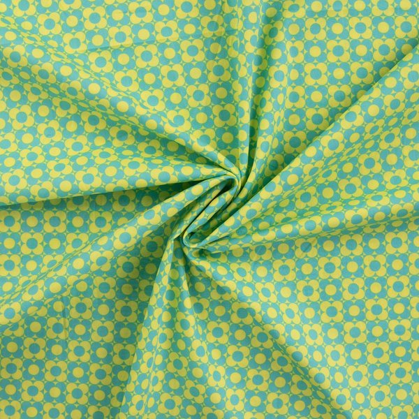 Tissu Popeline De Coton Imprimé Fleur Abstraite RéTro Vert - Mondial Tissus-image