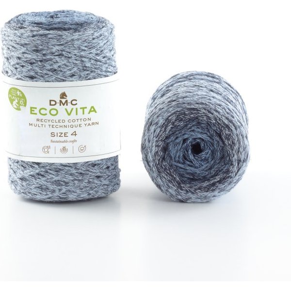 Pelote De Fil à Tricoter Eco Vita 4 RecycléE Bleu N°177 - DMC - DMC - Mondial Tissus-image