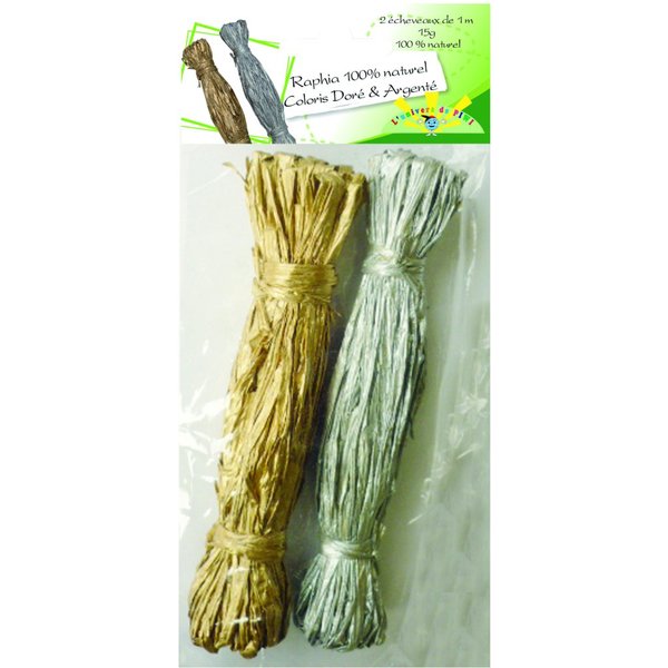 Duo Pelote Raphia Dore Et Argente 15Gr - Graine Créative - Mondial Tissus-image
