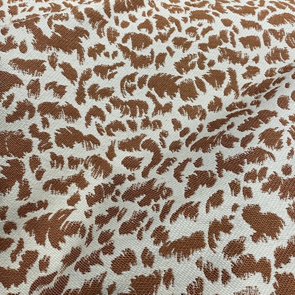 Tissu Jacquard Fleuri LéOpard Terracotta - Linder - Mondial Tissus-image