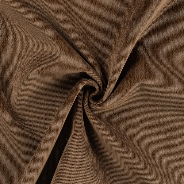 Tissu Velours Milleraies Polyester Stretch Uni Marron - Mondial Tissus-image