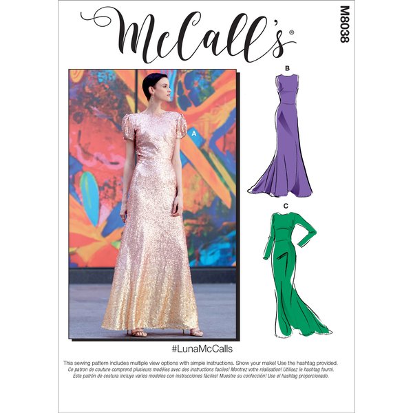 Patron Mccall's 8038B5 Robe Femme SirèNe Lunamccalls - Learn To Sew Patterns - Du 36 Au 44 - Mccall's - Mondial Tissus-image