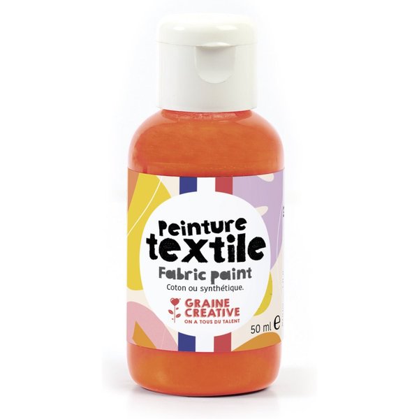 Peinture Textile Orange Fluo Pot 50Ml - Origine France - Graine Créative - Mondial Tissus-image