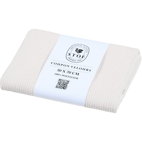 Coupon Tissu Velours CôTelé Fin éCru 50 X 70 Cm - Mondial Tissus-image