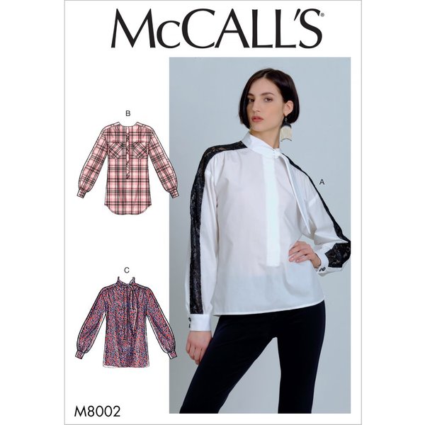 Patron Mc Call's 8002E5 - Chemisier Femme Avec Variations De Col Du 42-50 - Mccall's - Mondial Tissus-image