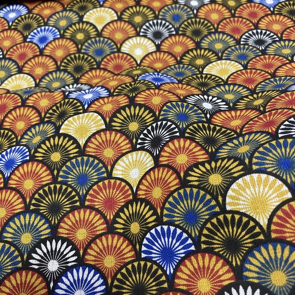 Tissu Cretonne Enduite éVentails Multico - Mondial Tissus-image