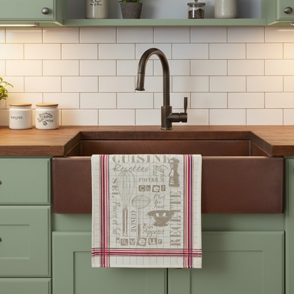 Torchon Jacquard Cuisine 50 X 70 Cm Bayonne - Mondial Tissus-image