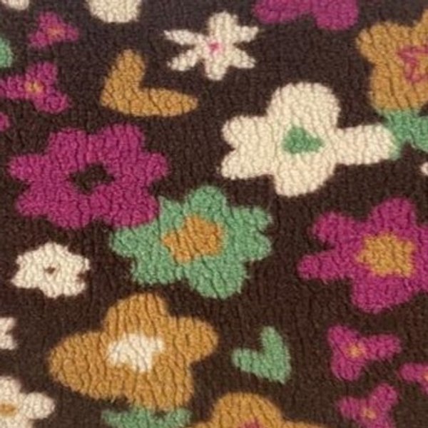 Tissu Sherpa Douce Fleur RéTro Multico Marron - Domotex - Mondial Tissus-image