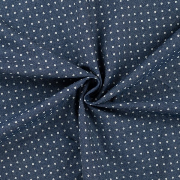 Tissu Chambray Imprimé Pois Bleu - Mondial Tissus-image