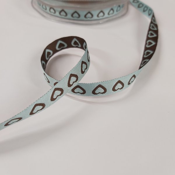 Galon Coeur Bicolore Bleu Et Marron 10 Mm - Frou Frou - Mondial Tissus-image