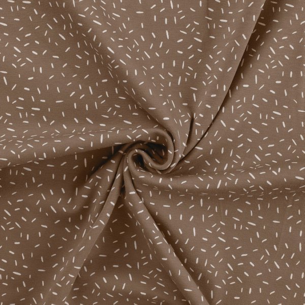 Maille Jersey Coton ImpriméE Confetti Blanc Taupe - Mondial Tissus-image