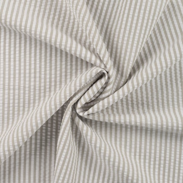 Tissu Seersucker Imprimé Rayure Vert - Mondial Tissus-image