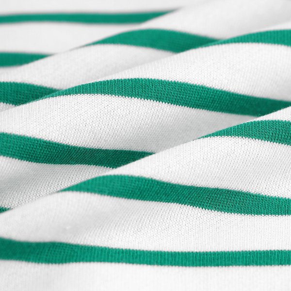 Tissu French Terry Coton Rayures Vert éCru - Mondial Tissus-image
