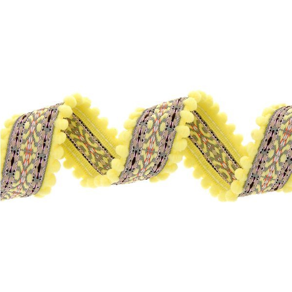 Galon Pompons Jaune - 40Mm - Mondial Tissus-image