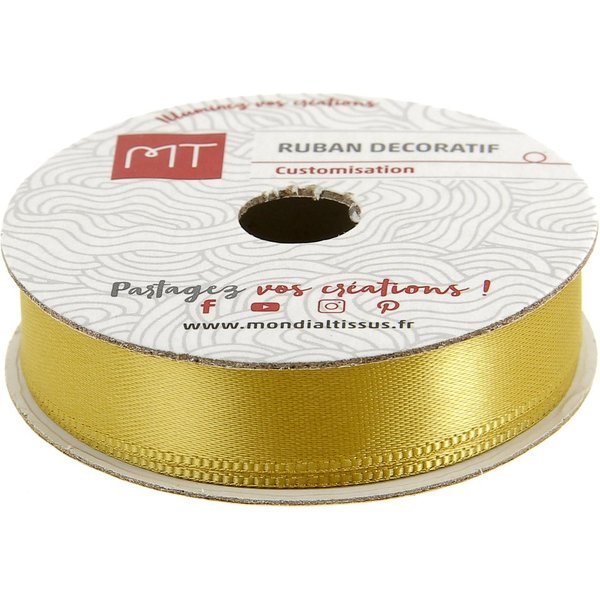 Bobine Ruban Satin Jaune Moutarde 6M X 13 Mm - Mt - Mondial Tissus-image