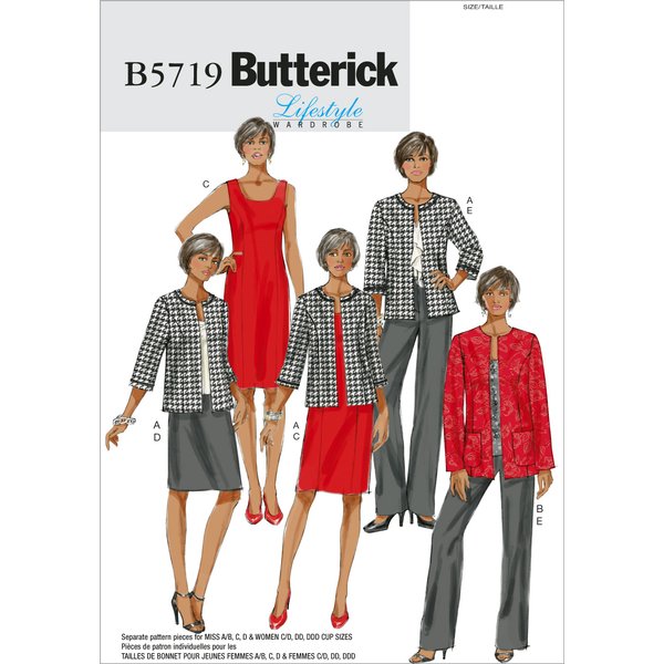 Patron Butterick B5719RR Robe,Veste,Jupe,Pantalon Femme 46-52 - Butterick - Mondial Tissus-image