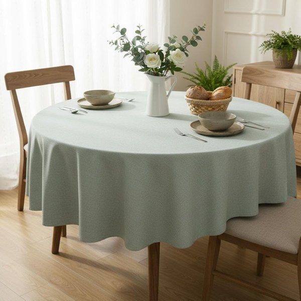 Nappe Ronde 160Cm Countryside Vert D'eau - Mt - Mondial Tissus-image