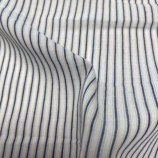 Tissu Voile Coton Rayures Doubles Trame Bleu - Origine France - Mondial Tissus-image