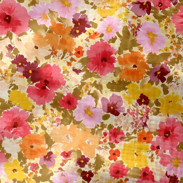 Tissu Double Gaze Imprimé Digital Floral Aquarelle Peps Multico - Domotex - Mondial Tissus-image