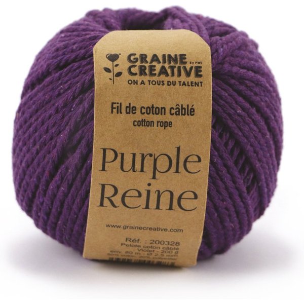Coton Cablé Macramé 2,5Mm Violet 80 M - Graine Créative - Mondial Tissus-image