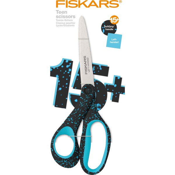 Ciseaux éTudiant Softgrip Gaucher 20 Cm Bleu Moucheté - Fiskars - Fiskars - Mondial Tissus-image