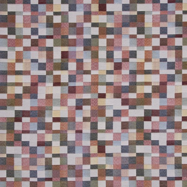 Tissu Jacquard Gobelin Tapisserie Multico Bloc Pixel Carré - Mondial Tissus-image