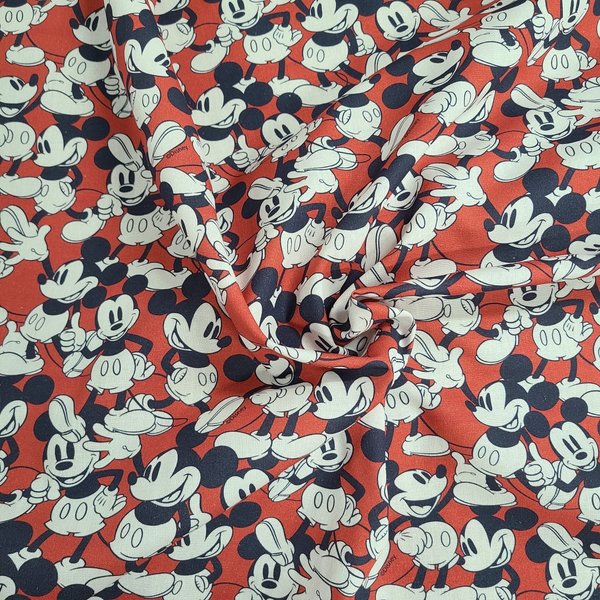 Tissu Coton Imprimé Mickey Rouge - Mondial Tissus-image
