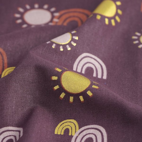 Tissu Coton éPais Violet Soleil Arc-En-Ciel DoréS - Mt - Mondial Tissus-image
